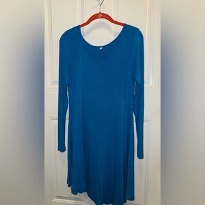 Chic Long Sleeve Blue Dress
